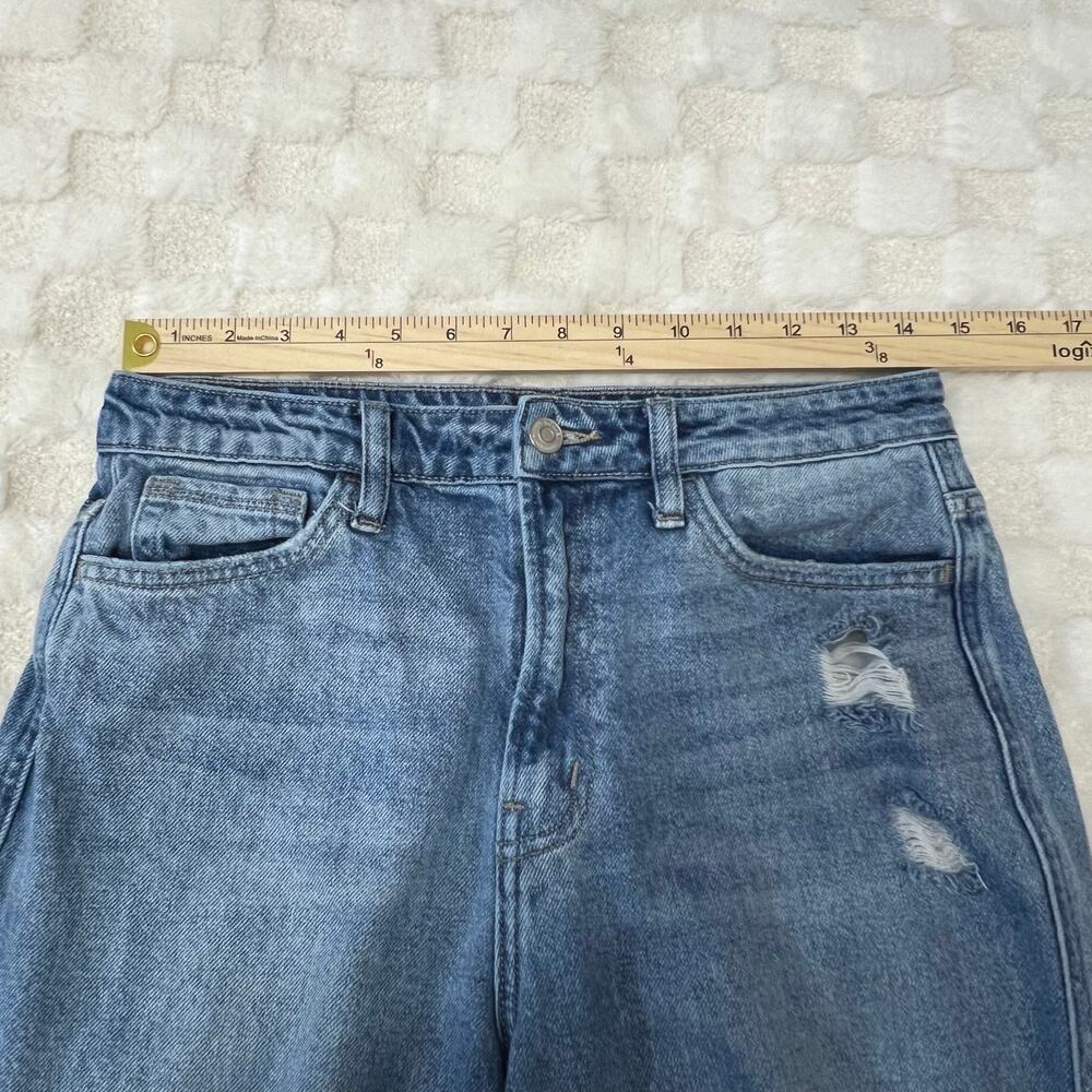 Flying Monkey Distressed Straight Leg Jeans Womens 28 Cropped Raw Hem Ripped - Picture 5 of 11